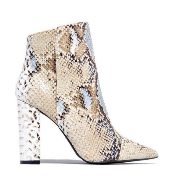 Pointy Toe Snakeskin Embossed Booties - Picture 4 of 6